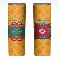 Turkmenistan Traditional Carpet Motif Skinny Tumbler with Ethnic Pattern Design