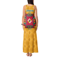 Turkmenistan Traditional Carpet Motif Tank Maxi Dress with Ethnic Pattern Design