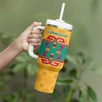 Turkmenistan Traditional Carpet Motif Tumbler With Handle with Ethnic Pattern Design