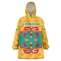 Turkmenistan Traditional Carpet Motif Wearable Blanket Hoodie with Ethnic Pattern Design