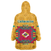 Turkmenistan Traditional Carpet Motif Wearable Blanket Hoodie with Ethnic Pattern Design