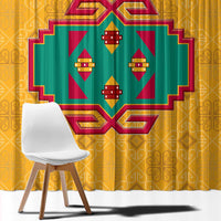 Turkmenistan Traditional Carpet Motif Window Curtain with Ethnic Pattern Design