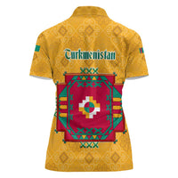 Turkmenistan Traditional Carpet Motif Women Polo Shirt with Ethnic Pattern Design