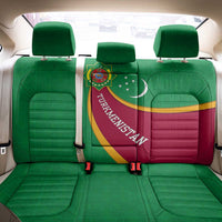 Turkmenistan Green Back Car Seat Cover with Crescent Moon and State Emblem Design