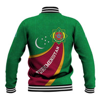 Turkmenistan Green Baseball Jacket with Crescent Moon and State Emblem Design