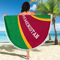 Turkmenistan Green Beach Blanket with Crescent Moon and State Emblem Design