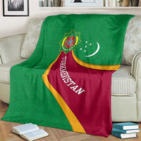 Turkmenistan Green Blanket with Crescent Moon and State Emblem Design