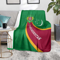 Turkmenistan Green Blanket with Crescent Moon and State Emblem Design
