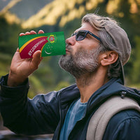 Turkmenistan Green 4 in 1 Can Cooler Tumbler with Crescent Moon and State Emblem Design