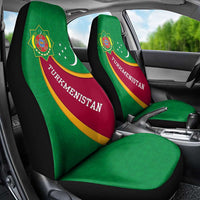 Turkmenistan Green Car Seat Cover with Crescent Moon and State Emblem Design