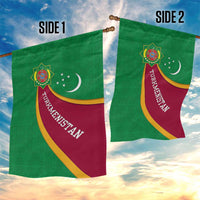 Turkmenistan Green Garden Flag with Crescent Moon and State Emblem Design