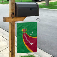 Turkmenistan Green Garden Flag with Crescent Moon and State Emblem Design
