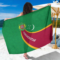 Turkmenistan Green Sarong with Crescent Moon and State Emblem Design