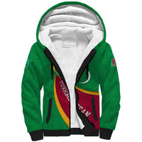 Turkmenistan Green Sherpa Hoodie with Crescent Moon and State Emblem Design