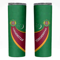 Turkmenistan Green Skinny Tumbler with Crescent Moon and State Emblem Design