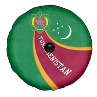 Turkmenistan Green Spare Tire Cover with Crescent Moon and State Emblem Design