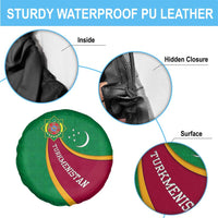 Turkmenistan Green Spare Tire Cover with Crescent Moon and State Emblem Design