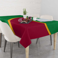 Turkmenistan Green Tablecloth with Crescent Moon and State Emblem Design