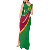 Turkmenistan Green Tank Maxi Dress with Crescent Moon and State Emblem Design