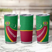 Turkmenistan Green Tumbler Cup with Crescent Moon and State Emblem Design