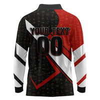 Personalized Egypt Soccer Sobek Crocodile Mascot Long Sleeve Polo Shirt Ancient Egyptian Hieroglyphic Stripe