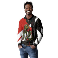 Personalized Egypt Soccer Sobek Crocodile Mascot Long Sleeve Polo Shirt Ancient Egyptian Hieroglyphic Stripe