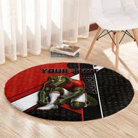 Personalized Egypt Soccer Sobek Crocodile Mascot Round Carpet Ancient Egyptian Hieroglyphic Stripe