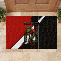Personalized Egypt Soccer Sobek Crocodile Mascot Rubber Doormat Ancient Egyptian Hieroglyphic Stripe