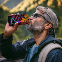 Colorful Golf 4 in 1 Can Cooler Tumbler Watercolor American Flag Female Golfer Silhouette in Rainbow Gradient - Wonder Print Shop