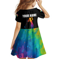 Colorful Golf Family Matching Mermaid Dress and Hawaiian Shirt Watercolor American Flag Female Golfer Silhouette in Rainbow Gradient - Wonder Print Shop