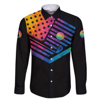 Colorful Golf Family Matching Tank Maxi Dress and Hawaiian Shirt Watercolor American Flag Female Golfer Silhouette in Rainbow Gradient - Wonder Print Shop