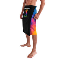 Colorful Golf Lavalava Watercolor American Flag Female Golfer Silhouette in Rainbow Gradient - Wonder Print Shop