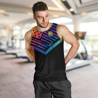 Colorful Golf Men Tank Top Watercolor American Flag Female Golfer Silhouette in Rainbow Gradient - Wonder Print Shop