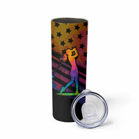 Colorful Golf Skinny Tumbler Watercolor American Flag Female Golfer Silhouette in Rainbow Gradient - Wonder Print Shop
