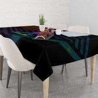 Colorful Golf Tablecloth Watercolor American Flag Female Golfer Silhouette in Rainbow Gradient - Wonder Print Shop