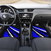 Custom Blue Motocross Car Mats with Dirt Bike Rider Graphic Design on Honeycomb Pattern - Wonder Print Shop