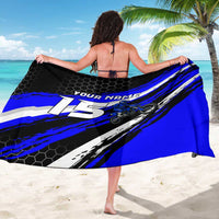 Custom Blue Motocross Sarong with Dirt Bike Rider Graphic Design on Honeycomb Pattern - Wonder Print Shop