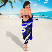 Custom Blue Motocross Sarong with Dirt Bike Rider Graphic Design on Honeycomb Pattern - Wonder Print Shop