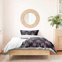 Custom Bowling Team Graphic Bedding Set with Flaming Ball Design in Black White and Purple Flame Pattern - Wonder Print Shop