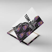 Custom Bowling Team Graphic Canvas Wall Art with Flaming Ball Design in Black White and Purple Flame Pattern - Wonder Print Shop