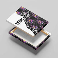 Custom Bowling Team Graphic Canvas Wall Art with Flaming Ball Design in Black White and Purple Flame Pattern - Wonder Print Shop