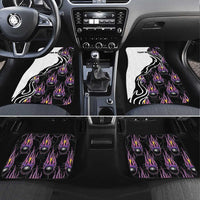 Custom Bowling Team Graphic Car Mats with Flaming Ball Design in Black White and Purple Flame Pattern - Wonder Print Shop
