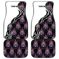 Custom Bowling Team Graphic Car Mats with Flaming Ball Design in Black White and Purple Flame Pattern - Wonder Print Shop