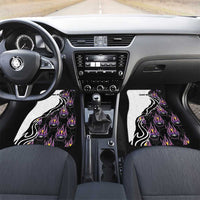 Custom Bowling Team Graphic Car Mats with Flaming Ball Design in Black White and Purple Flame Pattern - Wonder Print Shop