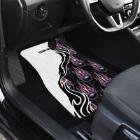 Custom Bowling Team Graphic Car Mats with Flaming Ball Design in Black White and Purple Flame Pattern - Wonder Print Shop