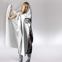 Custom Bowling Team Graphic Hooded Blanket with Flaming Ball Design in Black White and Purple Flame Pattern - Wonder Print Shop