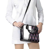 Custom Bowling Team Graphic Shoulder Handbag with Flaming Ball Design in Black White and Purple Flame Pattern - Wonder Print Shop