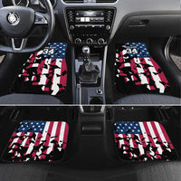 Personalized Dirt Bike Racing Car Mats Shattered American Flag and Race Checkered Patch Graphic in Red White and Blue - Wonder Print Shop
