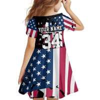 Personalized Dirt Bike Racing Family Matching Off Shoulder Maxi Dress and Hawaiian Shirt Shattered American Flag and Race Checkered Patch Graphic in Red White and Blue - Wonder Print Shop