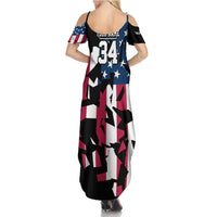 Personalized Dirt Bike Racing Family Matching Summer Maxi Dress and Hawaiian Shirt Shattered American Flag and Race Checkered Patch Graphic in Red White and Blue - Wonder Print Shop